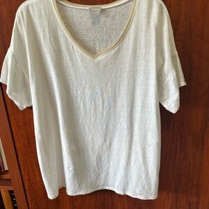 Chico's Cream Linen Blend Knit Top